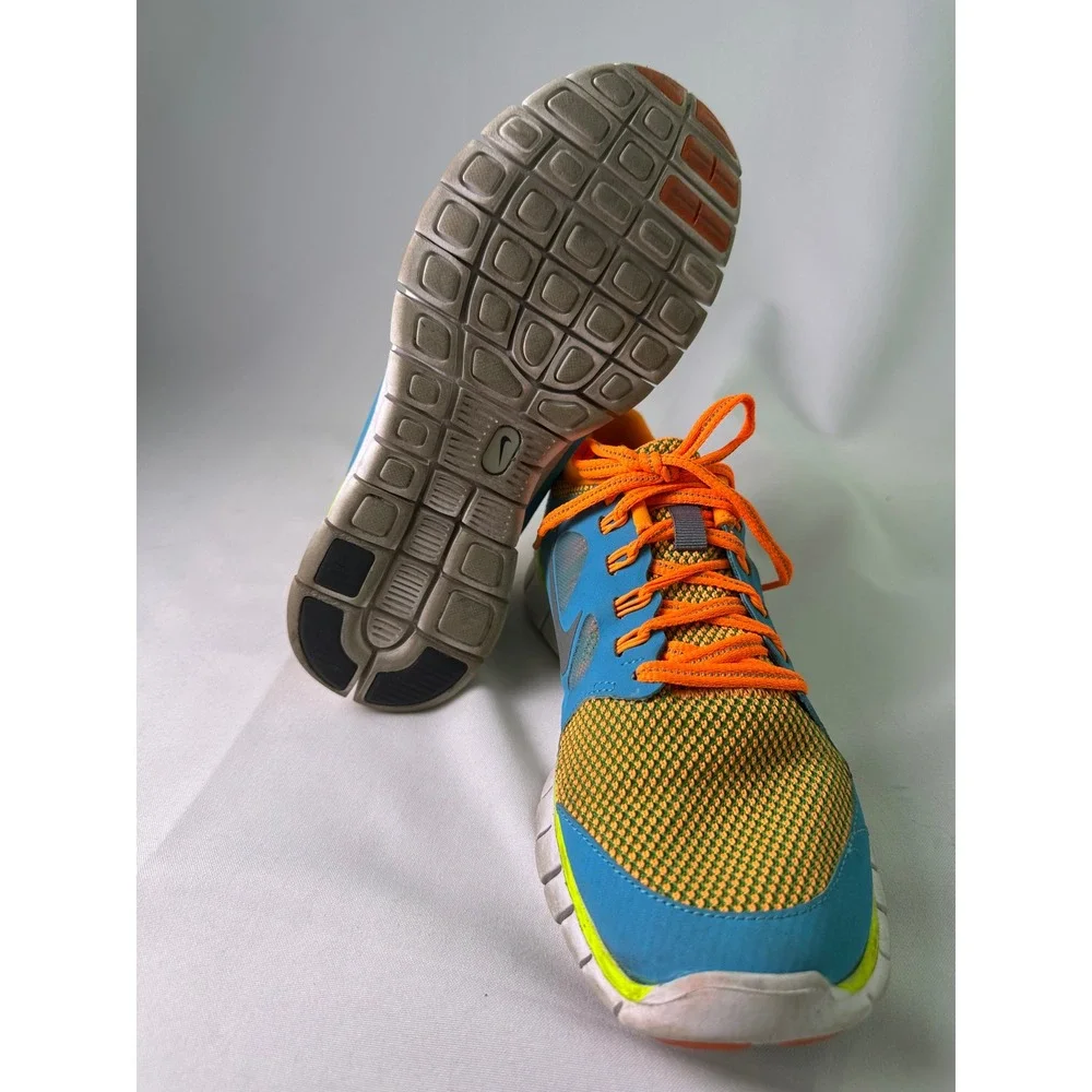 Nike Free 5.0 Gamma Blue Total Orange Volt‎ Kids Running Shoes 6Y 631567-400 GS